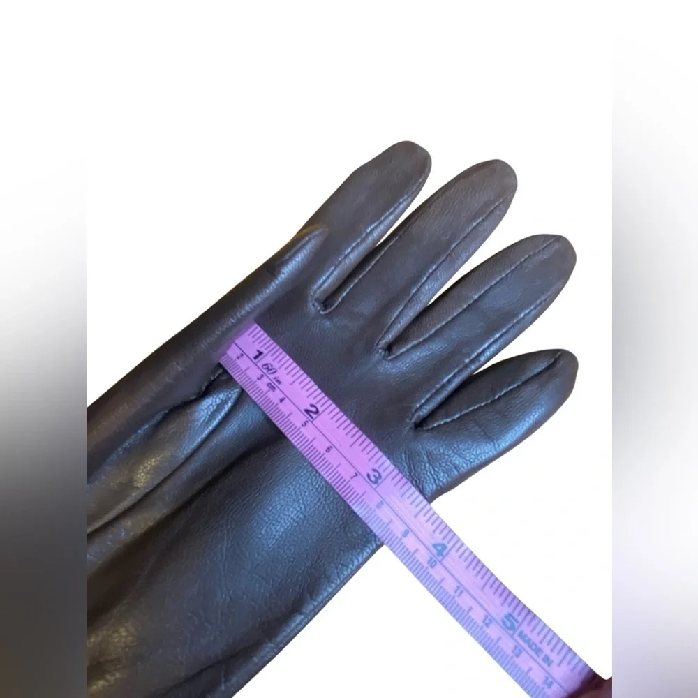 Fownes Brown leather faux Sherpa lightweight gloves Women’s size 7